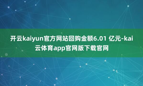 开云kaiyun官方网站回购金额6.01 亿元-kai云体育app官网版下载官网