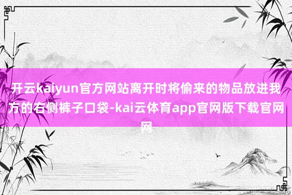 开云kaiyun官方网站离开时将偷来的物品放进我方的右侧裤子口袋-kai云体育app官网版下载官网